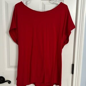 Cute short sleeve red shirt w/Vneck back twisted design.Super stretchy&soft NWT